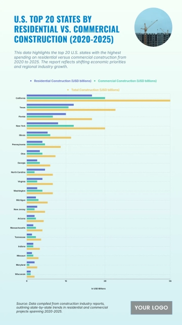Free U.S. Top 20 States by Residential vs. Commercial Construction (2020-2025) to Edit Online Free U.S. Top 20 States by Residential vs. Commercial Construction (2020-2025) to Edit Online