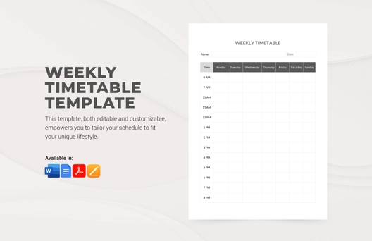 Weekly Timetable Template