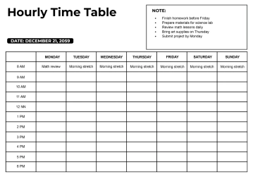 Free Classroom Timetable Template to Edit Online
