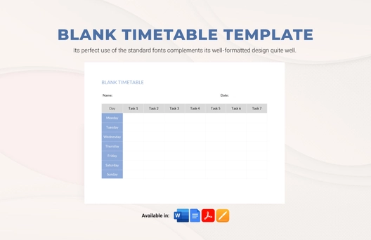Blank Timetable Template Blank Timetable Template
