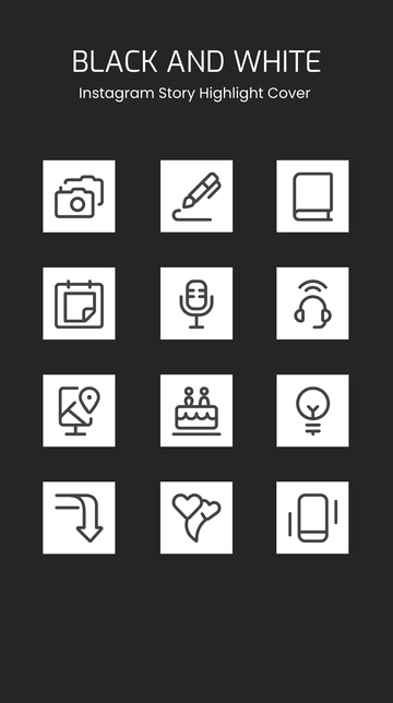Free Black and White Instagram Story Highlight Cover Template to Edit Online