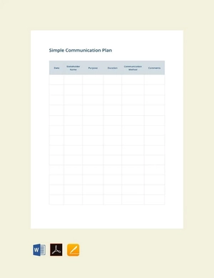 Simple Communication Plan Template