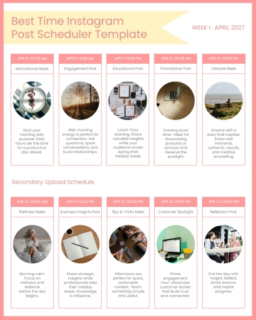 Free Best Time Instagram Post Scheduler Template to Edit Online