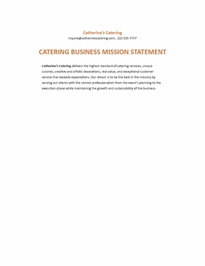 Catering Business Mission Statement Template