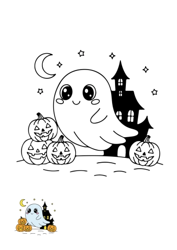 Free Halloween Ghost Color Page Template to Edit Online