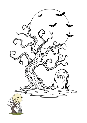 Free Simple Halloween Scene Color Page Template to Edit Online