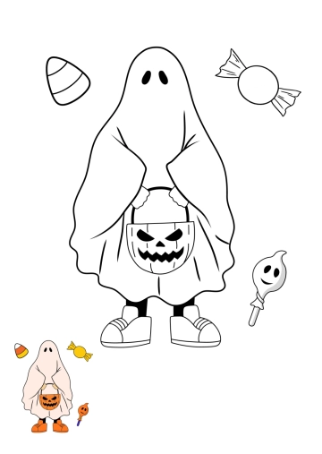 Free Trick or Treat Halloween Color Page Template to Edit Online
