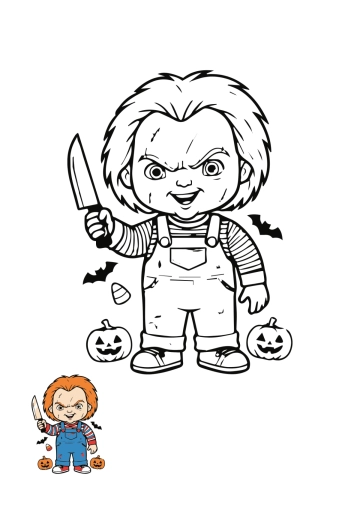 Free Chucky Halloween Color Page Template to Edit Online