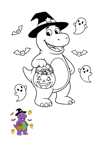 Free Barney Halloween Color Page Template to Edit Online