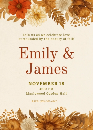 Free Autumn Wedding Invitation Template to Edit Online Free Autumn Wedding Invitation Template to Edit Online