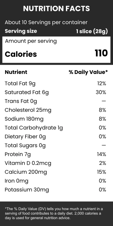 Free Cheese Layout Nutrition Label Template to Edit Online