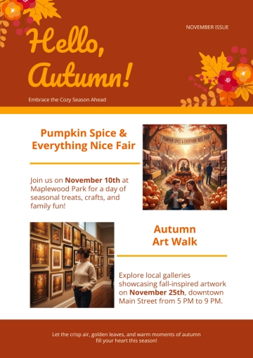 Free Autumn Event Newsletter Template to Edit Online Free Autumn Event Newsletter Template to Edit Online