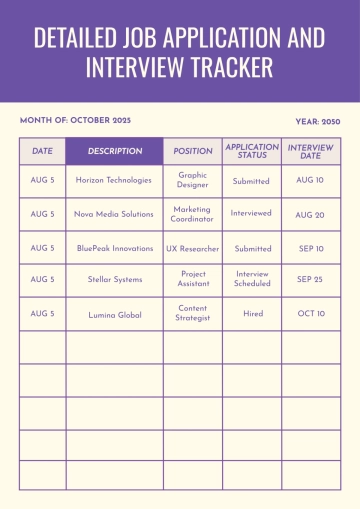 Free Job Hunt Tracker Template to Edit Online