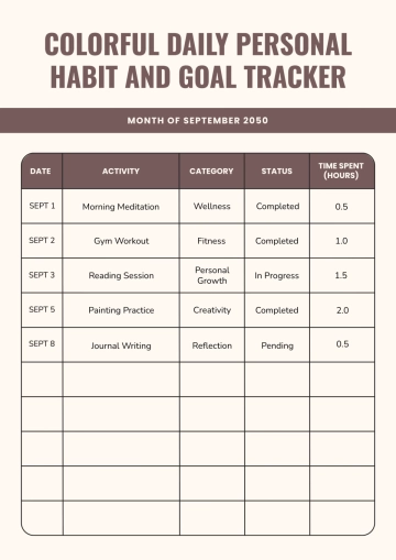 Free Colorful Personal Tracker Template to Edit Online