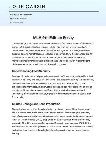 Free MLA 9 Essay Template to Edit Online