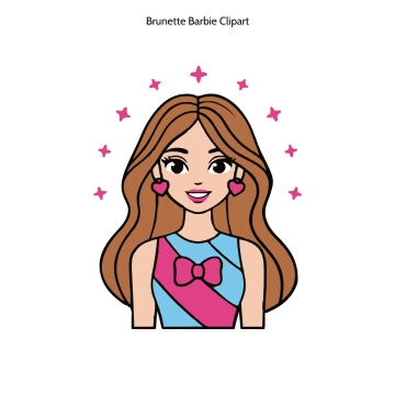 Free Brunette Barbie Cartoon Vector Clipart (PNG, SVG) to Edit Online
