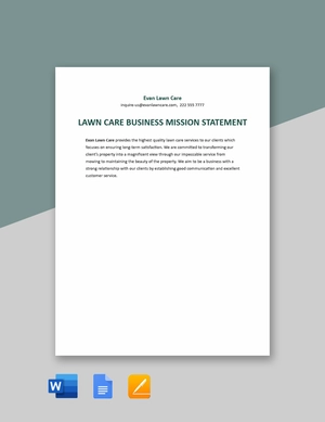 Lawn Care Business Mission Statement Template