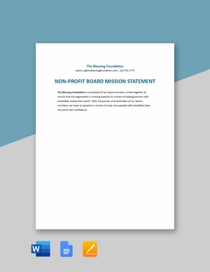 Nonprofit Board Mission Statement Template