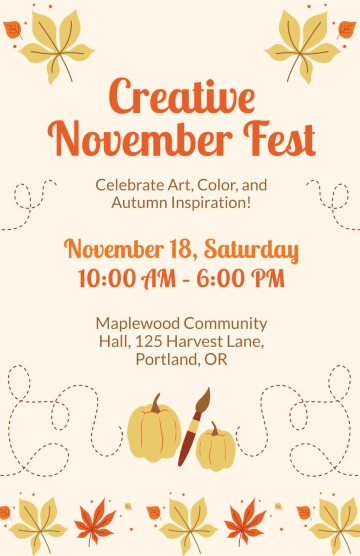 Free Creative November Event Poster Template to Edit Online