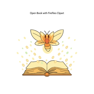 Free Open Book with Fireflies Vector Clipart (PNG, SVG) to Edit Online