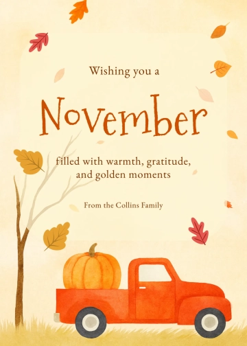 Hello November Greeting Card Template to Download