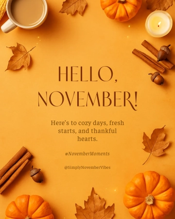 Free Orange Simple Hello November Template to Edit Online
