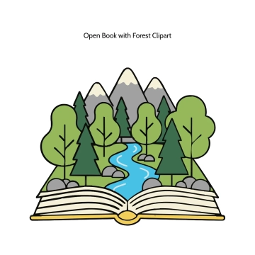 Free Open Book with Forest Vector Clipart (PNG, SVG) to Edit Online