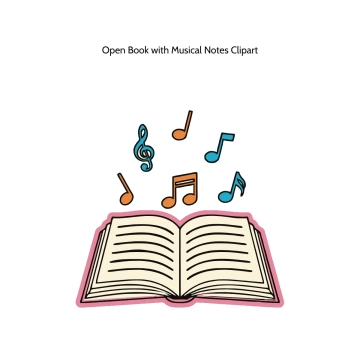 Free Open Book with Musical Notes Vector Clipart (PNG, SVG) to Edit Online