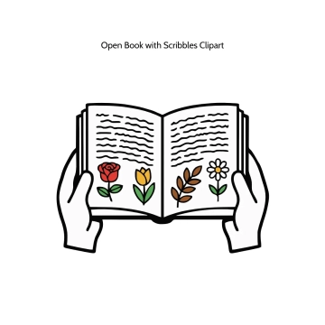 Free Open Book with Scribbles Vector Clipart (PNG, SVG) to Edit Online