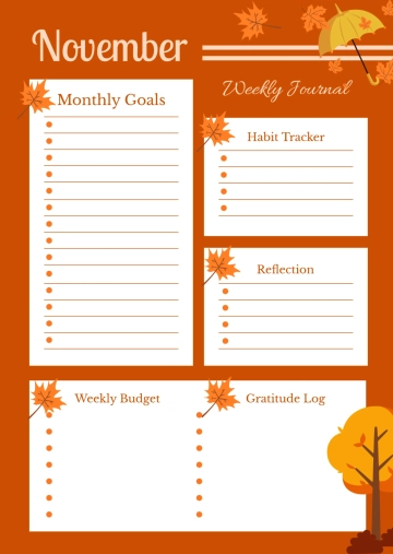 Free November Bullet Journal Template to Edit Online