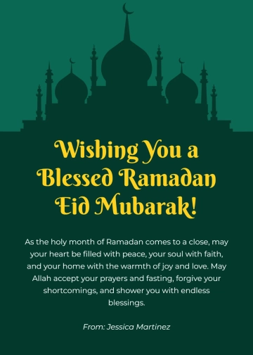 Free Ramadan Eid Mubarak Wishes Template to Edit Online