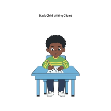 Free Black Child Writing Vector Clipart (PNG, SVG) to Edit Online