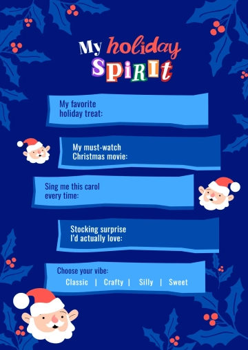Free Holiday Secret Santa Questionnaire Template to Edit Online
