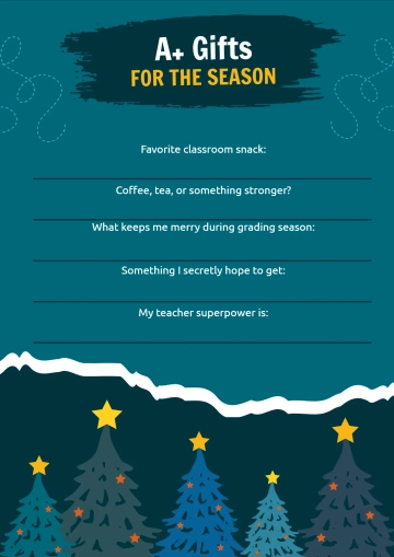 Free Teachers Secret Santa Survey Questionnaire Template to Edit Online