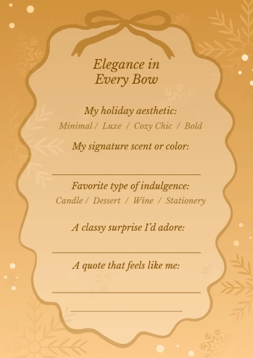 Free Classy Secret Santa Questionnaire Template to Edit Online