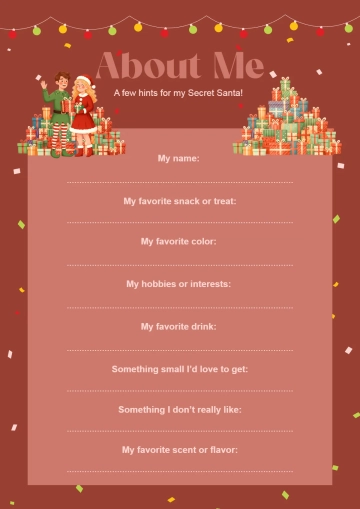 Free Secret Santa About-Me Questionnaire Template to Edit Online
