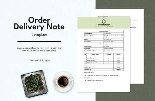 Order Delivery Note Template