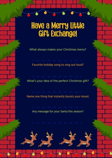Free Merry Secret Santa Questionnaire Template to Edit Online