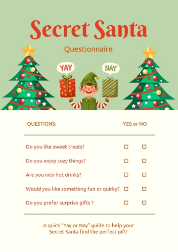 Free Yay or Nay Secret Santa Questionnaire Template to Edit Online