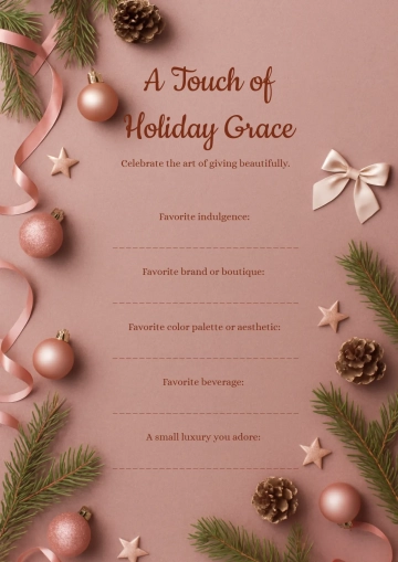 Free Sophisticated Secret Santa Questionnaire Template to Edit Online