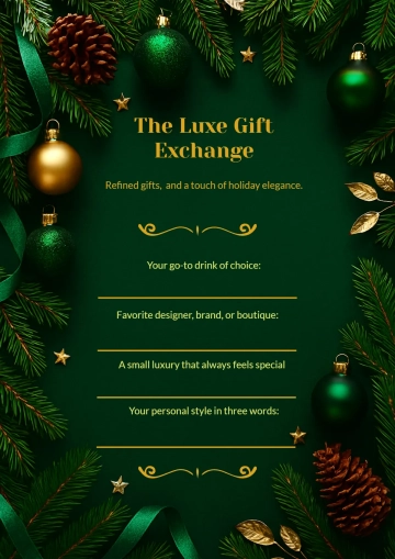 Free Luxe Secret Santa Questionnaire Template to Edit Online