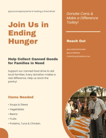 Free Canned Food Drive Flyer Template to Edit Online