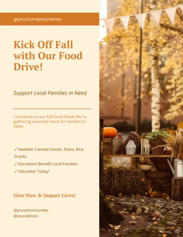 Free Fall Food Drive Flyer Template to Edit Online