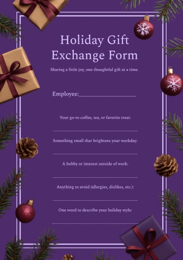 Free Corporate Secret Santa Questionnaire Template to Edit Online