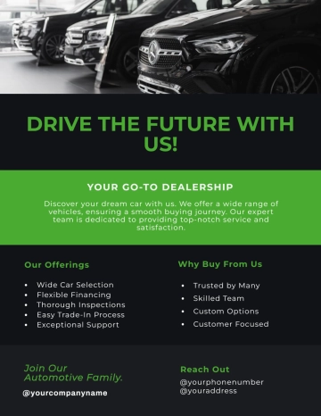 Free Professional Dealership Car For Sale Flyer Template to Edit Online