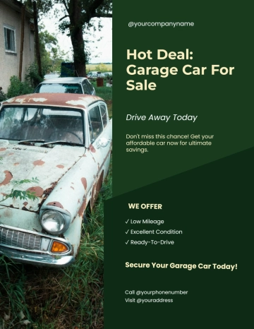 Free Garage Car For Sale Flyer Template to Edit Online