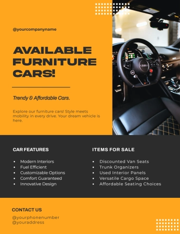 Free Furniture Car For Sale Flyer Template to Edit Online
