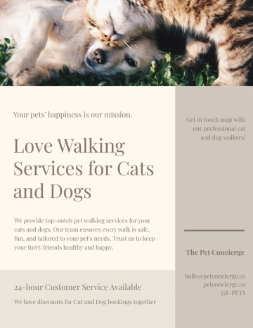 Free Aesthetic Cat and Dog Walker Flyer Template to Edit Online
