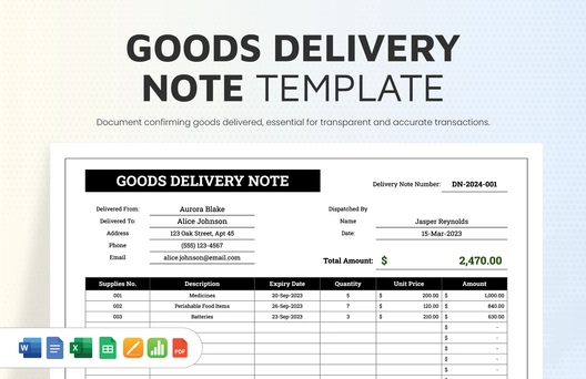 Goods Delivery Note Template