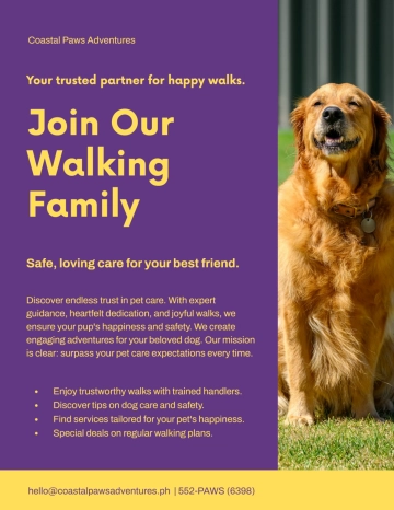 Free Trustworthy Dog Walker Flyer Template to Edit Online